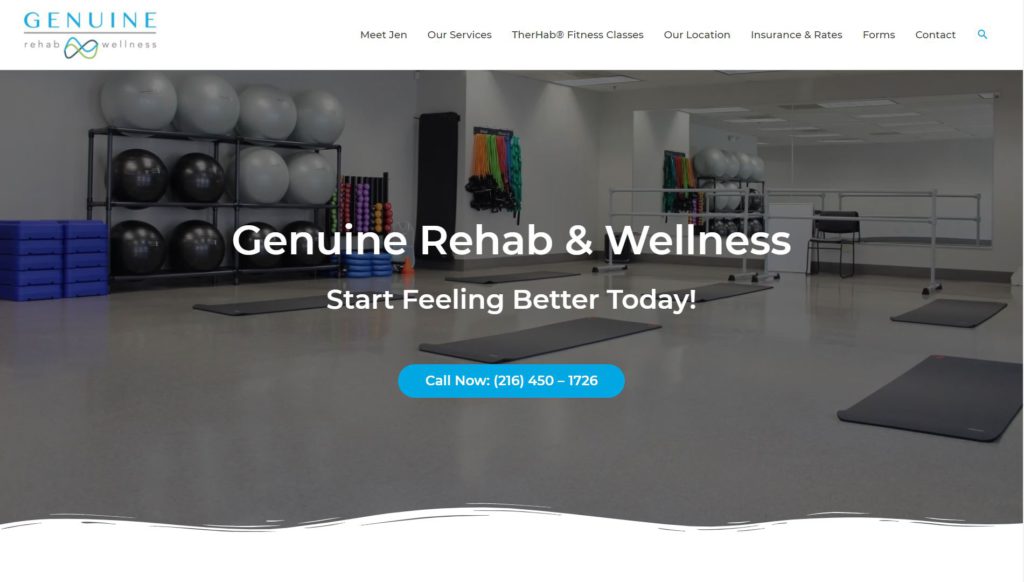 Genuine Rehab and Wellness home page